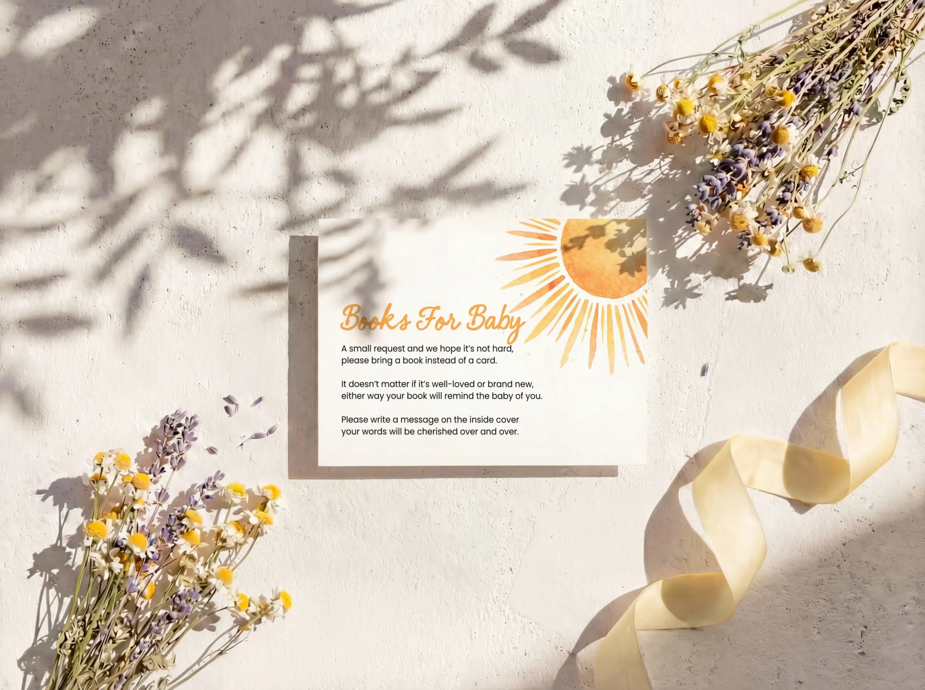 Sunshine Baby Shower Books for Baby Card Canva Template detail 3
