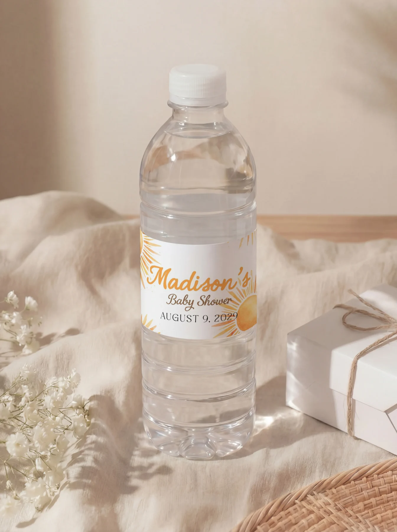 Sunshine Baby Shower Gift Tag Canva Template preview