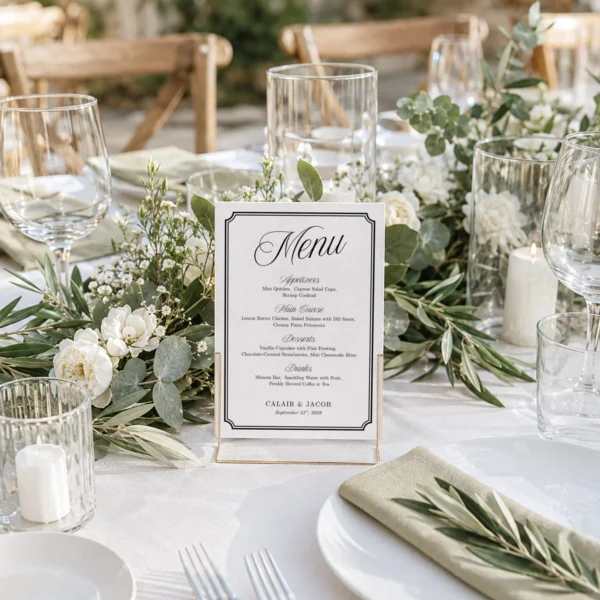 Black Elegant Wedding Menu Canva Template preview