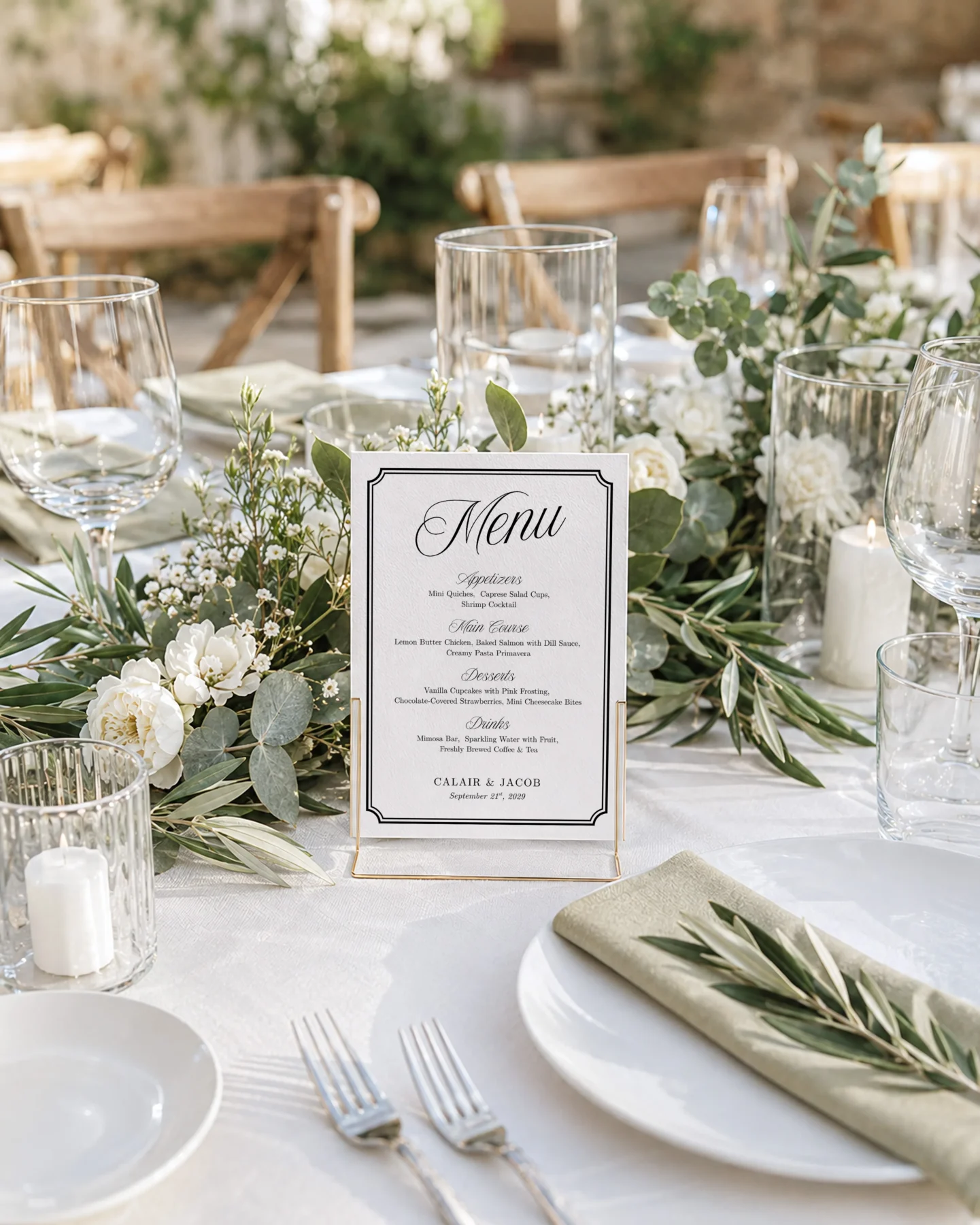 Black Elegant Wedding Menu Canva Template preview