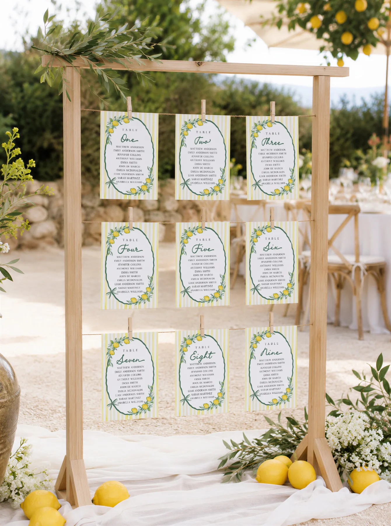 Lemon baby shower Baby Shower Seating Chart Cards Canva Template preview