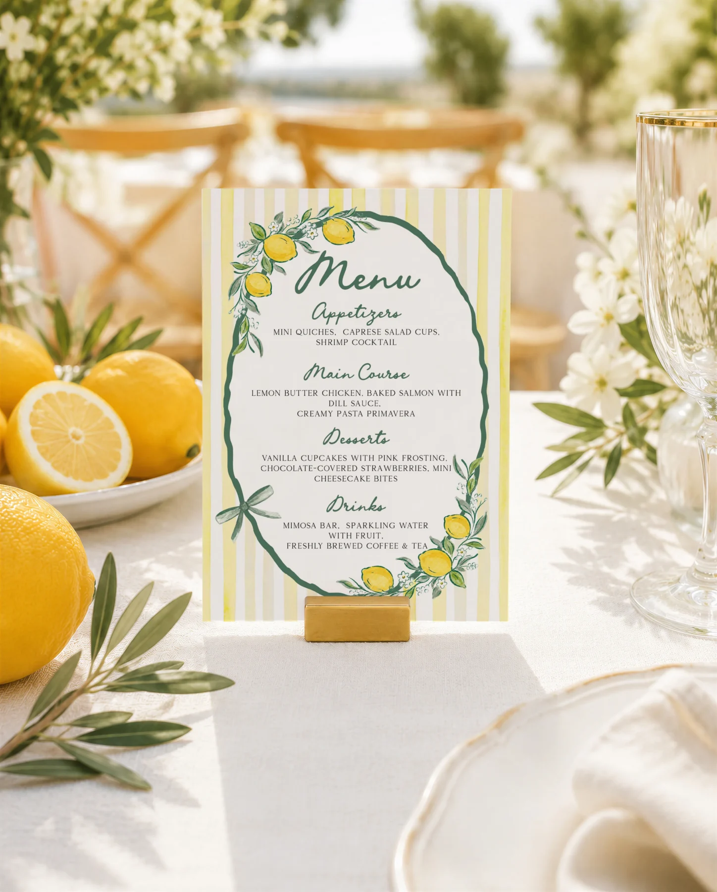 Lemon baby shower Baby Shower Menu Canva Template preview