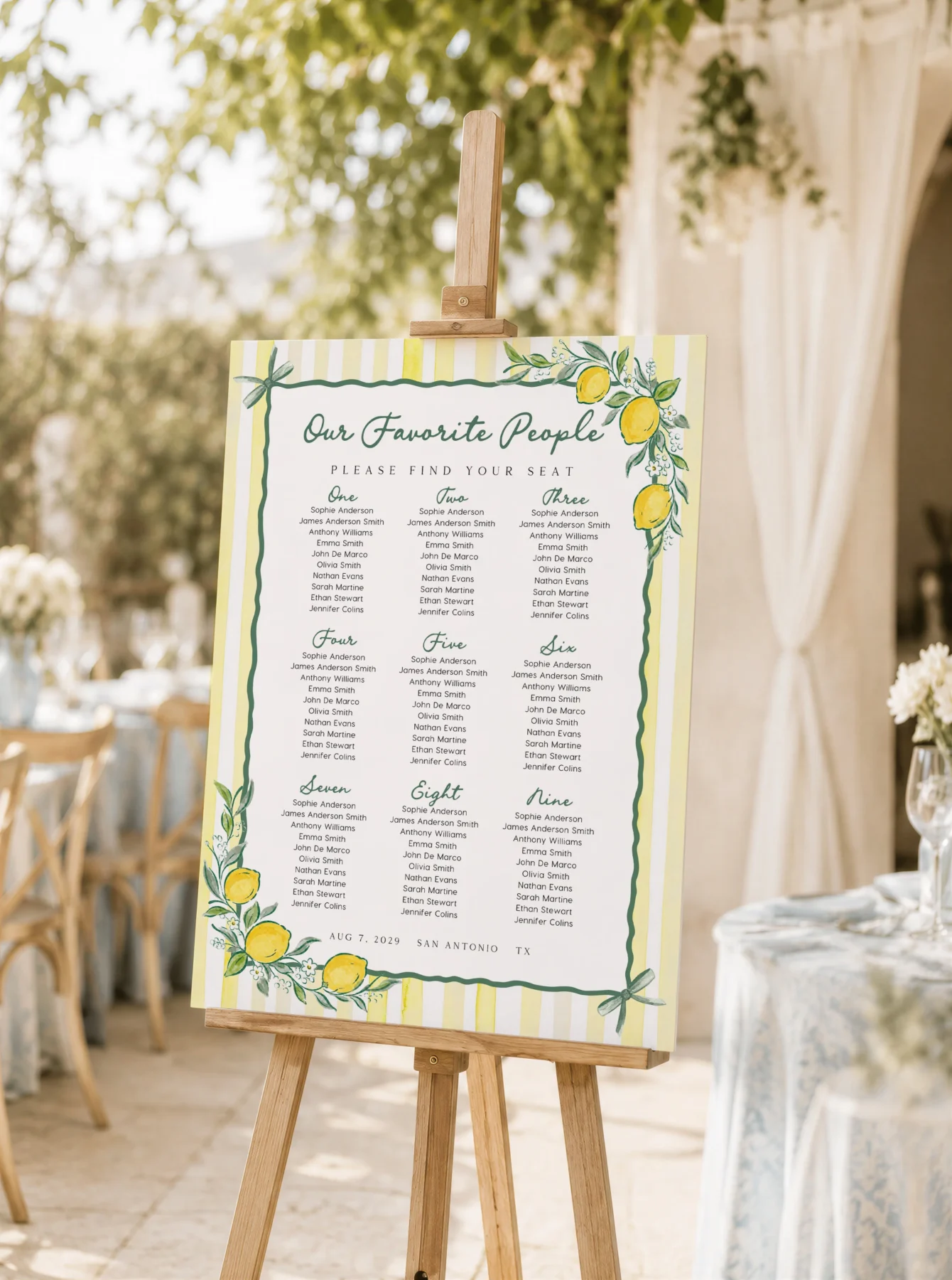 Lemon baby shower Baby Shower Seating Chart Canva Template preview