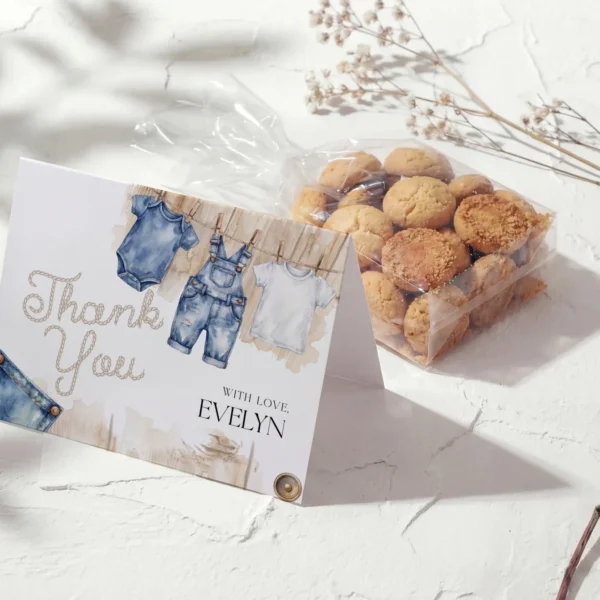 Blue Jean Baby Shower Thank You Card Canva Template preview