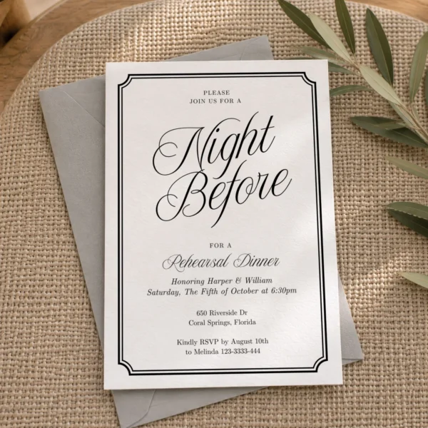 Black Elegant Wedding Invitation Canva Template preview