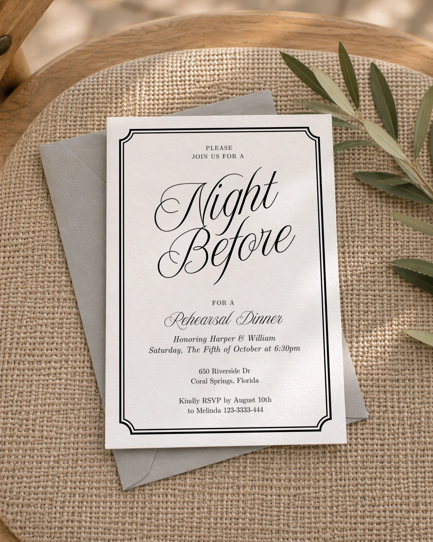 Black Elegant Wedding Invitation Canva Template preview