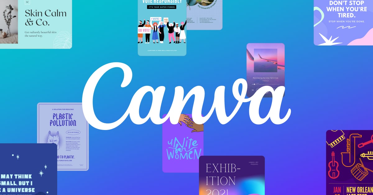 Canva design examples in a colorful collage