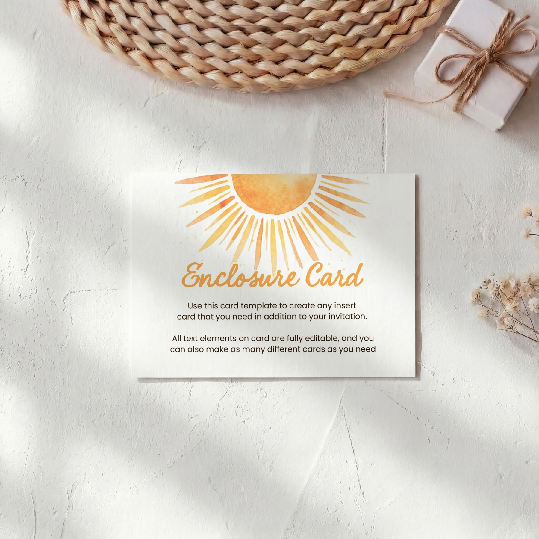 Sunshine Baby Shower Enclosure Card Canva Template preview